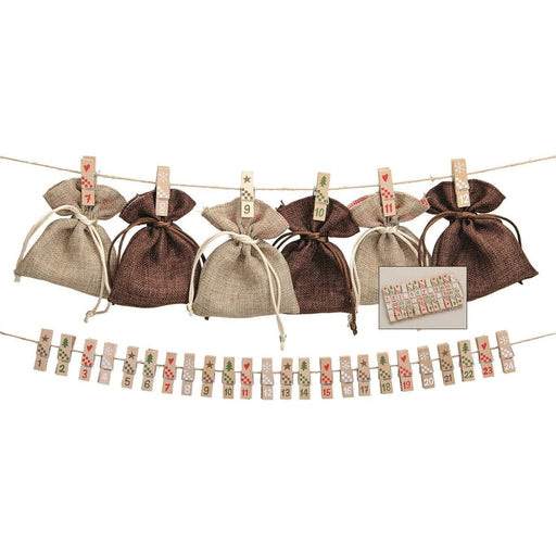 Calendario Avvento con Mollette Clip Numerate (Senza Sacchetti) -  Wurm -  Segni Particolari.